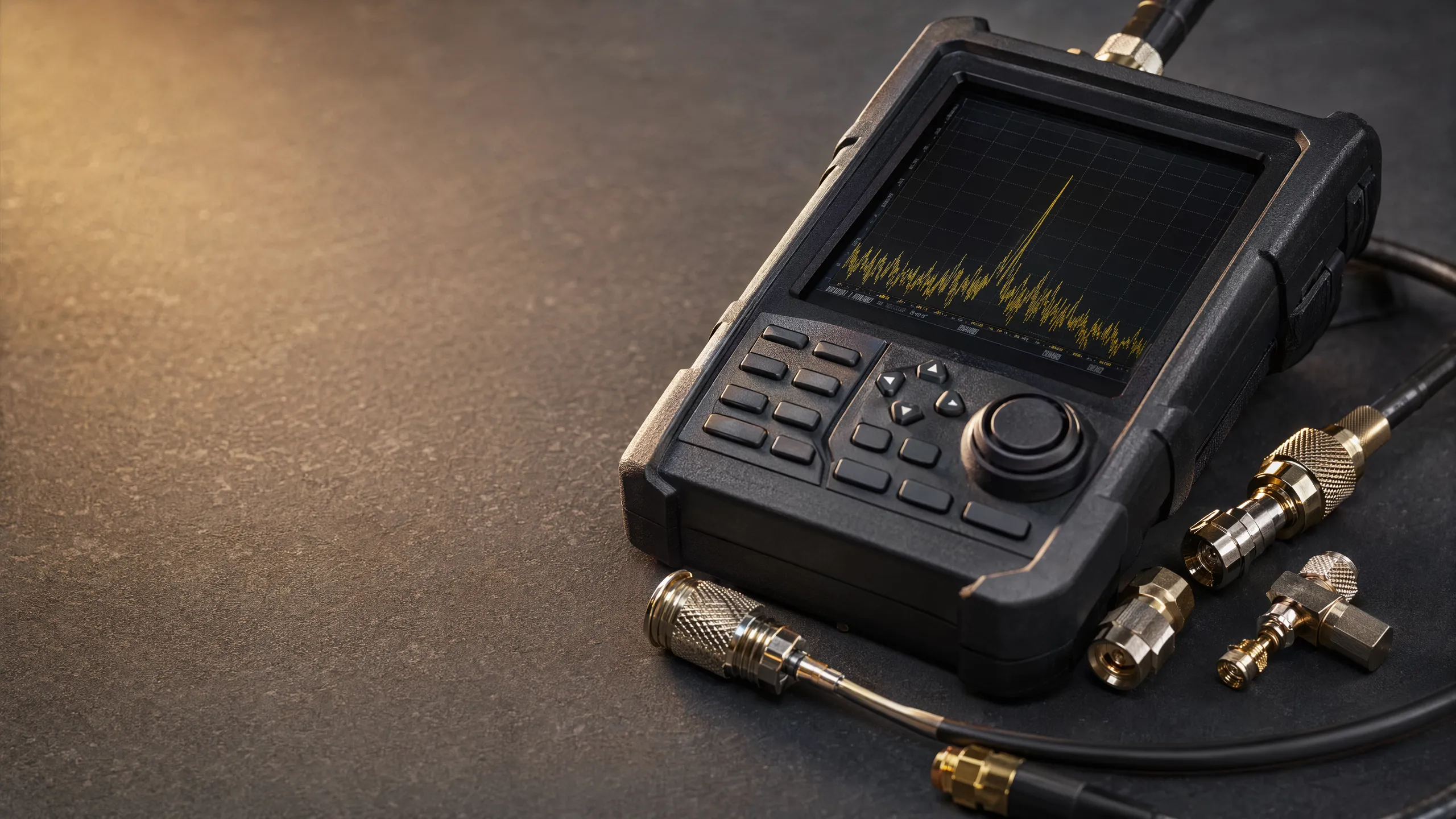 Handheld spectrum analyzer with RF test connectors